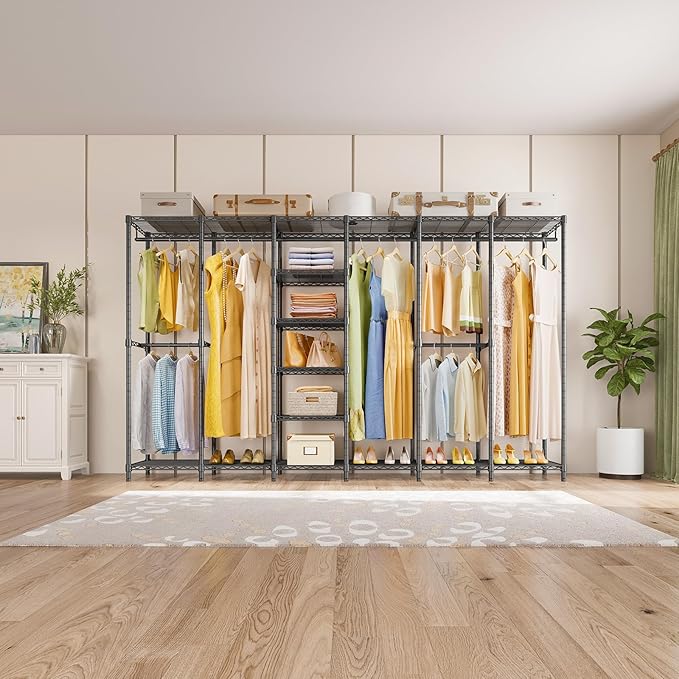 VIPEK V60 Extra Large Portable Closet Rack Heavy Duty Clothing Rack for Hanging Clothes Freestanding Wardrobe, Metal Closet for Bedroom Storage and Organizer, Load 1620lbs, Black