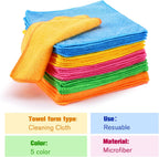 Tanlade Microfiber Cleaning Cloth Cleaning Rags Reasonable Kitchen Towels Microfiber Towels Cars Wash Dry Erase Cloth(6 x 6 Inch,Green/Blue/Yellow/Pink/Orange,50 Pcs)