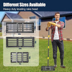 Professional Lawn Leveling Rake with 17x10in Heavy-Duty Stainless Steel Head & 60" Adjustable Handle - Grass Leveling Tool for Quick Soil Grading, Thatch Removal and Yard Maintenance