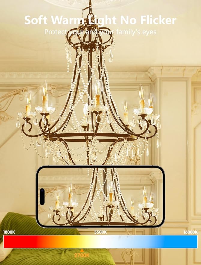 25 Pack Clear Torpedo Tip Replacement Bulbs, 7 Watt C26 Incandescent Bulbs for Electric Candle Lamps, Window Candles, Chandeliers, E12 Candelabra Base Light Bulbs