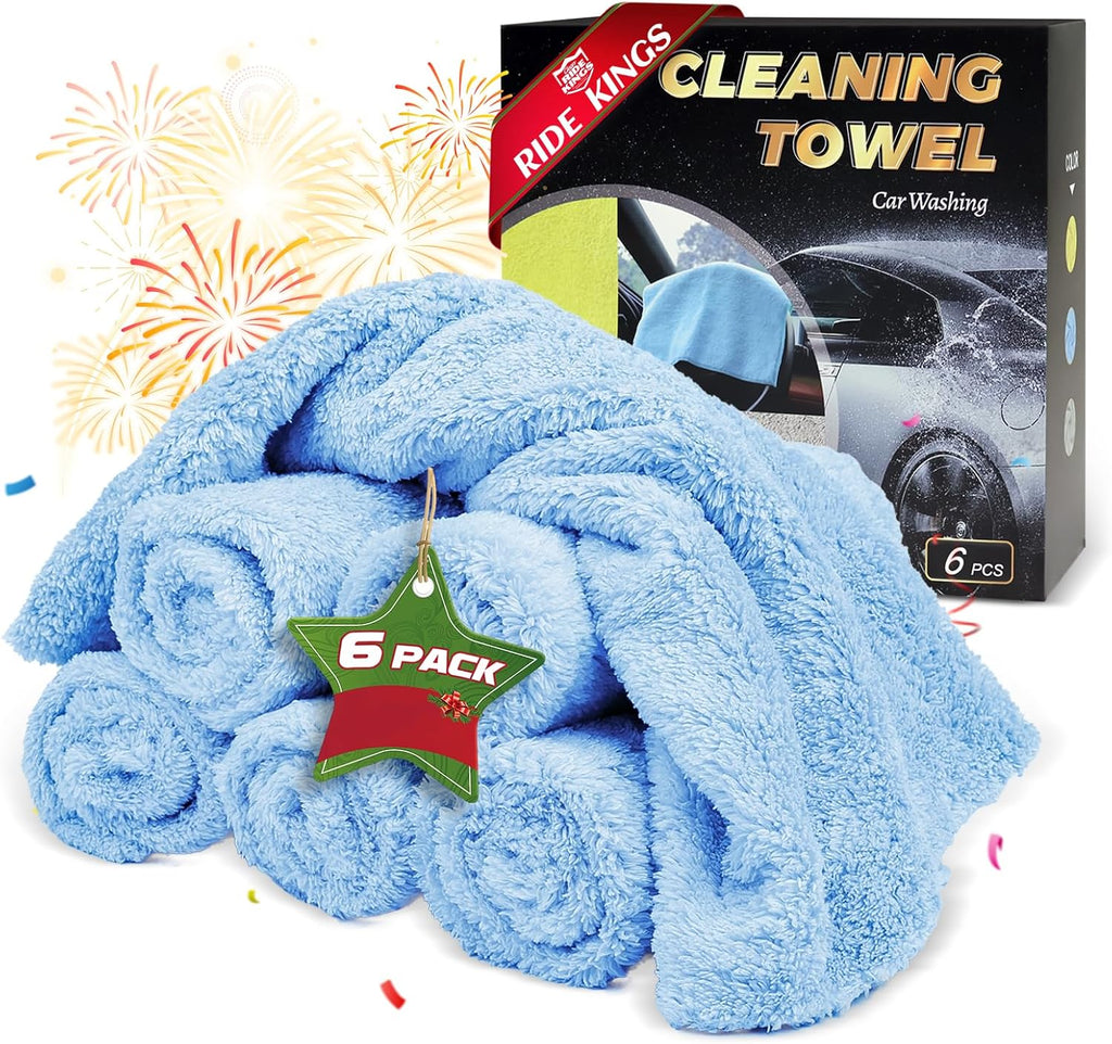 Car Wash Towels,Upgraded 450gsm Ultra-Thick,Micro Fiber Towels for Car and Home Polishing Washing & Detailing,Car Cleaning Interior Microfiber Rags 16"x16"|Blue 6-Pack