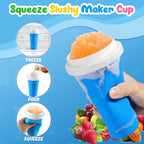 Tgosomt 2Pack Slushie Maker Cup, Quick Magic Squeeze Slushy Cup, DIY Frozen Smoothies Cups, Juice Milk shake Yogurt Ice Cream Maker, Double Layers Cooling Cups, Cool Fun Gifts (Blue&Pink)