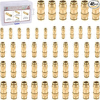 48pcs Quick Connect Brass DOT Air Line Fittings Straight Union 1/4” 3/8” 5/16” 5/32” 1/8” 1/2” Tube Push to Connect Fittings Air Suspension Fittings Straight Air Brake Union Push Lock Fittings
