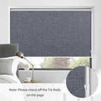 ALLBRIGHT 100% Blackout Roller Blinds Woven Shades with Striped Jacquard, Cordless Window Shades, UV Protection Fabric, Easy-Install for Indoor Home & Office, Dark Blue, 47" W x 72" H