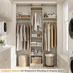 48" Small Closet Organizer, 4FT Closet System for Small Closets with 4 Hanging Rods & 3 Shelves, 80"H Small Closet Organizers and Storage for Bedrooms, Cloakrooms, White Oak