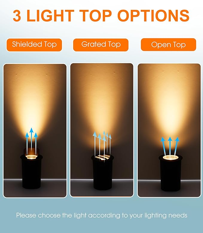 [6 Pack] CLOUDY BAY 9W LED Landscape Well Lights,2700K/3000K/3500K/4000K/5000K Selectable,Low Voltage 12V/24V Ground Lighting,Waterproof Outdoor In Ground Lights for Uplights,Transformer Excluded