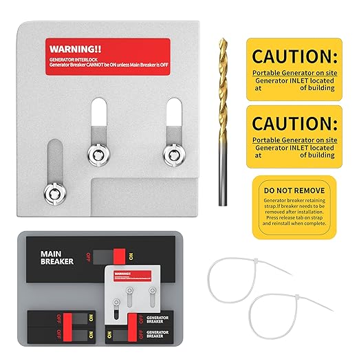 Joinfworld Generator Interlock Kit Compatible with Square D QO or Homeline 150 and 200 Amp Panels, Interlock Kit with 1 3/8 Inch Spacing Between Main and Generator Breaker