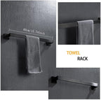 4-Piece Bathroom Hardware Set, Towel Rack Towel Bar Towel Holder Toilet Paper Holder Matte Black Towel Hooks Modern Square Stainless Steel Wall Mounted Bathroom Accessories Set (16inch)