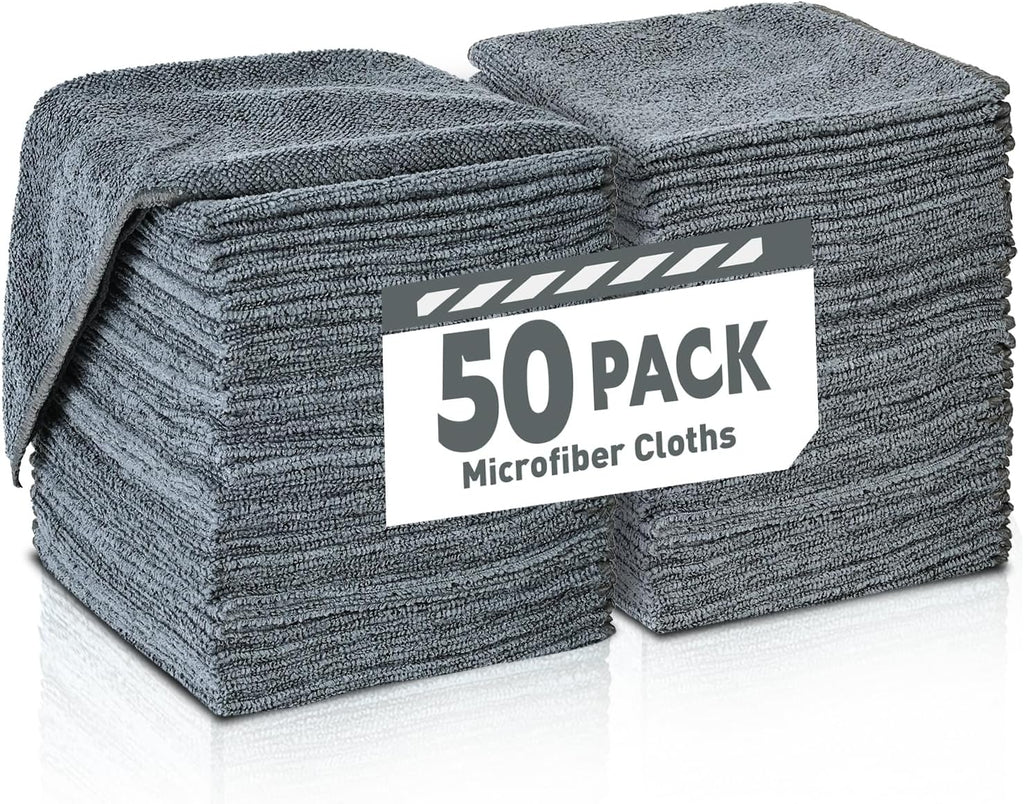 Microfiber Cleaning Cloths Bulk Pack-50 Pack, Microfiber Towels Bulk, Towels for Cars, Cleaning Rags Gray (12x12 inches)