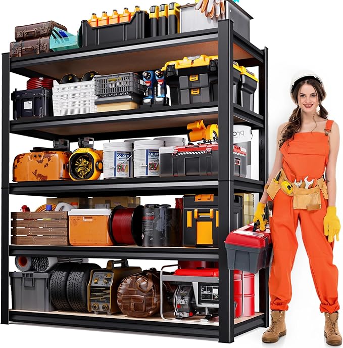 46" W Garage Shelving-2050 lbs 5 Tier Storage Shelves,Adjustable Heavy Duty Metal Shelving Unit and Storage Large Rack,Utility Steel Shelf for Warehouse Industrial Pantry Basement 71"x46"x18"