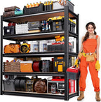 46" W Garage Shelving-2050 lbs 5 Tier Storage Shelves,Adjustable Heavy Duty Metal Shelving Unit and Storage Large Rack,Utility Steel Shelf for Warehouse Industrial Pantry Basement 71"x46"x18"