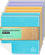 Swedish Dish Cloths for Kitchen - Reusable Dishcloths for Washing Dishes - Each Cellulose Dish Cloth Replaces 15 Rolls of Paper Towels and is More Absorbent than a Sponge - Dishcloth Set of Six