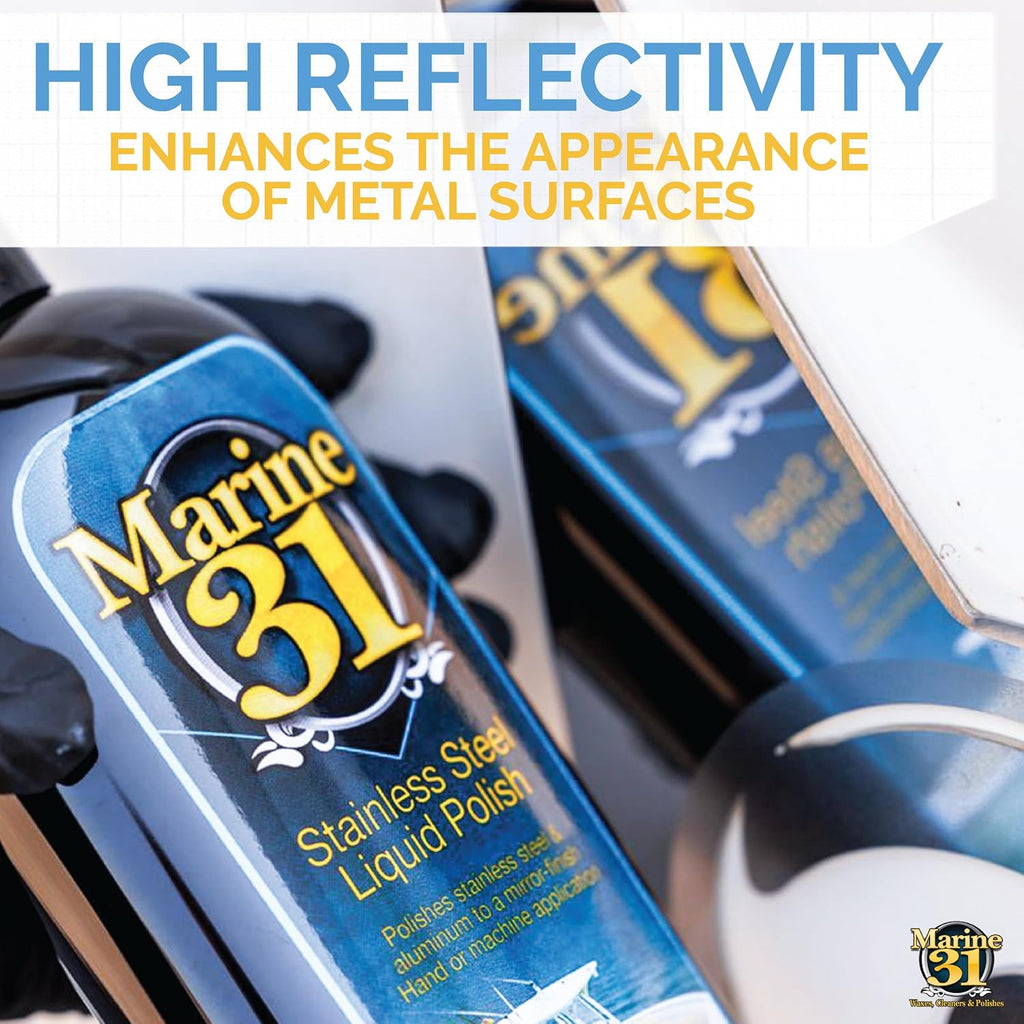 Marine 31 Stainless Steel Liquid Polish | Restores Shine & Luster on Stainless Steel, Aluminum & Chrome | Easy to Use Formula | M31-620 | 16 oz Bottle