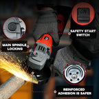 Angle Grinder, Cordless Grinder with 2 × 5.0Ah Batteries, 10000RPM Battery Powered Grinder, 3 Speed Angle Grinder Tool, Cordless Grinder with Battery and Charger for Cutting Shaping Grinding Polishing