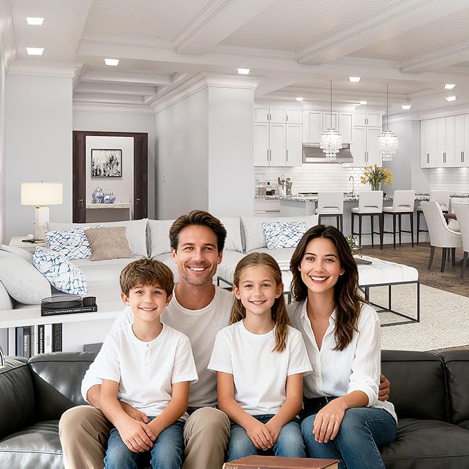 Square 8 Inch LED Recessed Light,18W 6000k Daylight,No Dimmable,4Pack Ultra Thin LED Recessed Lighting with J-Box. 8" Recessed Ceiling Wafer Canless Fixtures .Slim Can-Killer Lights,CRl90+