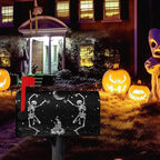 Halloween Skull Mailbox Cover Oversized Dancing Human Skeleton Mailbox Covers Magnetic Large Size 25.5x21 Inch Moon Black Post Letter Box Wraps for Garden Outdoor Decorations