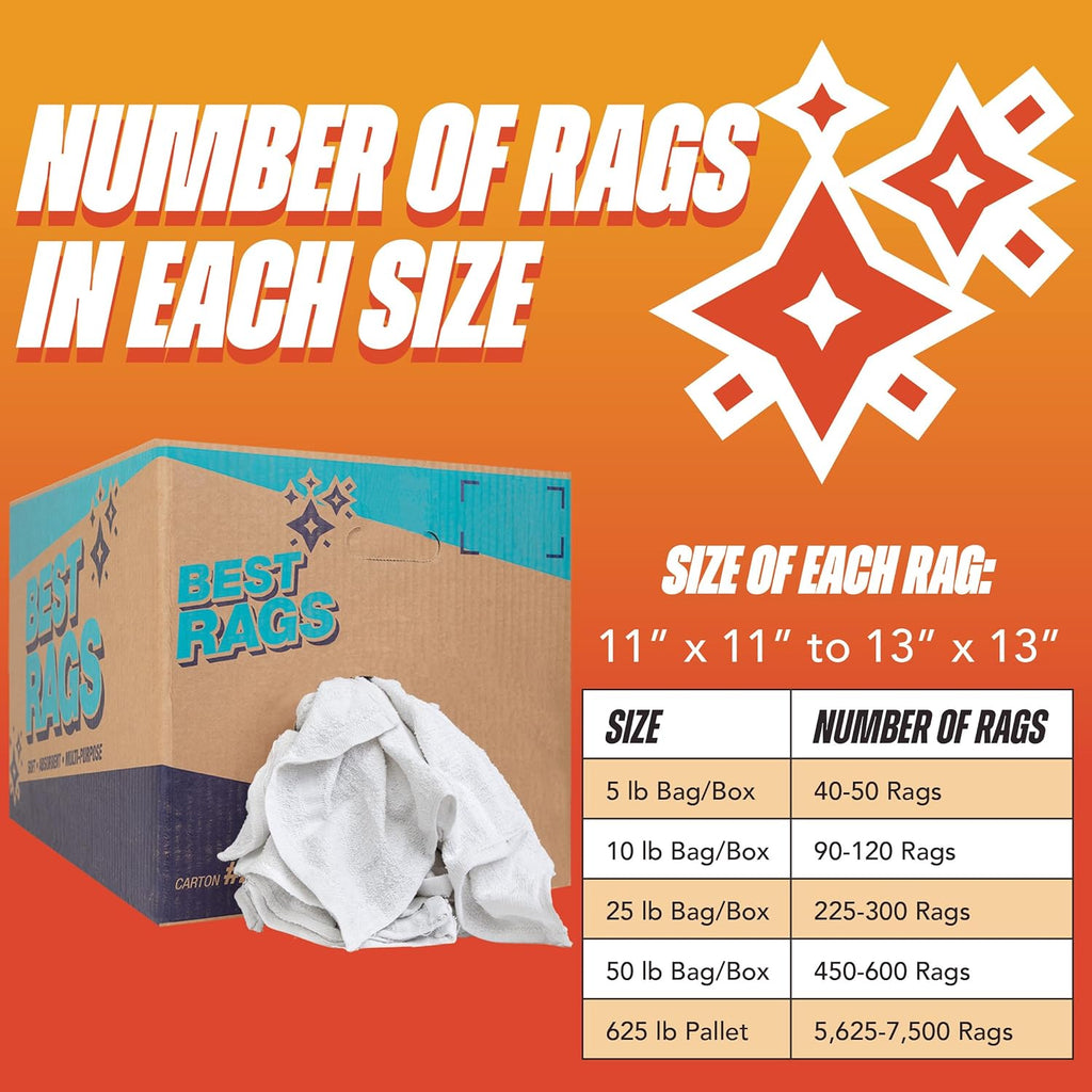 Arkwright W11 Terry Cloth Towels for Cleaning - Case of 4 - Soft Cotton Blend Washable Multi-Purpose Bar Mop, Absorbent & Quick Dry, Bulk Bag of Rags for Kitchen, Auto Shop, and Garage, 10 lb, White