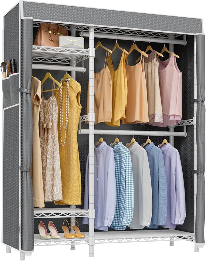 VIPEK V2C Heavy Duty Clothes Rack with Upgraded Polyester Cover, Metal Portable Closet with Adjustable Shelves & Hanging Rods, Freestanding Wardrobe Closet for Bedroom, Max Load 700LBS