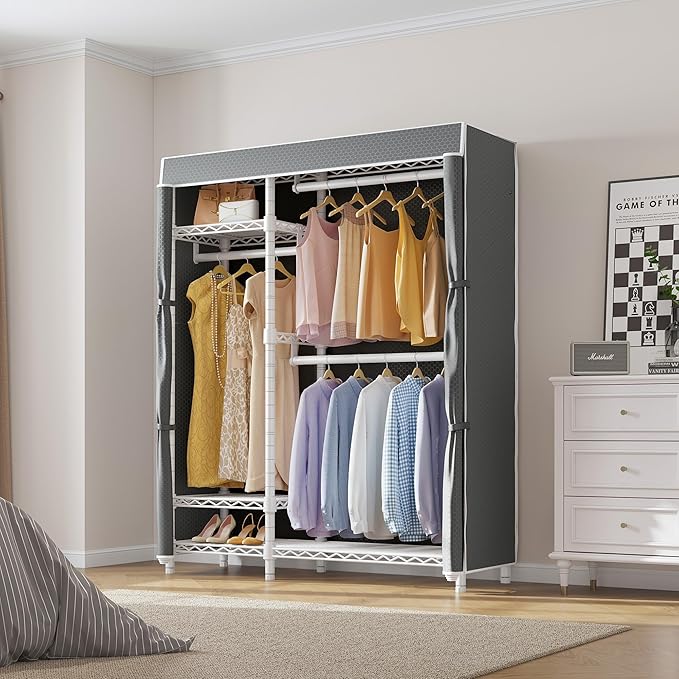 VIPEK V2C Heavy Duty Clothes Rack with Upgraded Polyester Cover, Metal Portable Closet with Adjustable Shelves & Hanging Rods, Freestanding Wardrobe Closet for Bedroom, Max Load 700LBS