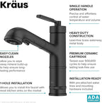 KRAUS Allyn Pull-Out Single Handle Kitchen Faucet in Matte Black, KPF-4103MB