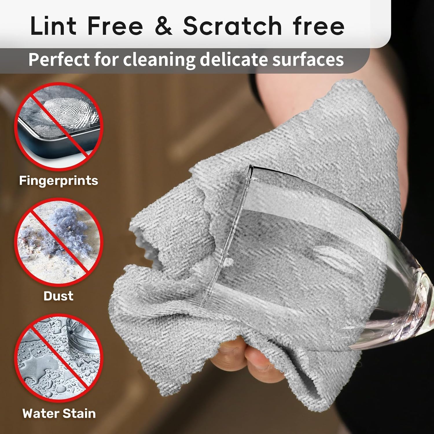 Microfiber Cleaning Cloths Roll, 75 Pack Tear Away Microfiber Towels Roll, 12" x 12" Lint Free Rags, Reusable Cleaning Cloths, Washable, Scratch Free,Ultra Absorbent Dish Rags(Grey Ripple)