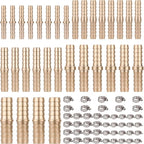 KOOTANS 32PCS Brass Hose Barb Fittings Barb Splicer Mender Hose Fittings Kit 3/16" 1/4" 5/16" 3/8" 1/2" Barbed Air Hose Fittings with 46pcs Pipe Clamps for Water Fuel Air Line Connector Fitting