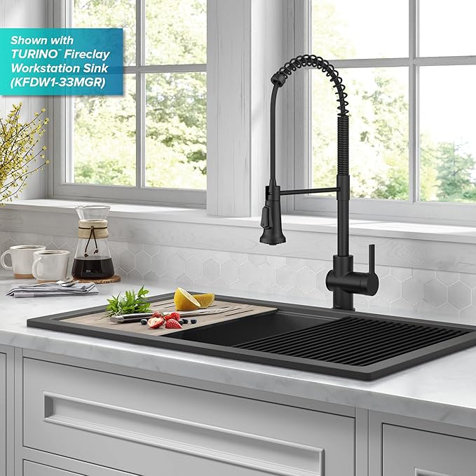 KRAUS Britt Touchless Sensor Commercial Single Handle Pull Down Kitchen Faucet in Matte Black, KSF-1691MB