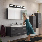 Bathroom Vanity Light - 5-Lights LED 30W - Dimmable Over Mirror Light Fixture for Brightening Your Bath - Gold and Black Wall Sconces with Acrylic Lampshade - Daylight 5500K