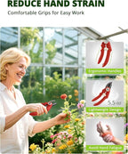 Pruning Shears - 6.9" Professional Garden Shears with SK5 Stainless Steel Sharp Blades, Garden Clippers with Comfortable Grip Hands and Safety Lock, Gardening Tools for Men Women - Red