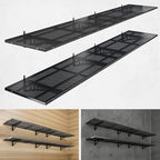 4-Pack 1.5x4ft Heavy Duty Garage Wall Shelving, 1000 lbs Load Capacity, Garage Shelving Wall Mounted, Storage Rack with Hooks, Black