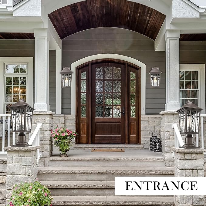 Darkaway Large Outdoor Sconce Lights Wall Light Fixtures,14inch Exterior Porch Light Outdoor Sconce Anti-Rust Waterproof Aluminum Outside Light with Water Ripple Glass for Patio Yard Doorway Garage