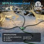 K KASONIC - 50 Ft Extension Cord with 3 Outlets, UL Listed 16/3 SJTW 3-Wire Grounded, 13A 125V 1625W for Indoor/Outdoor Use - Green