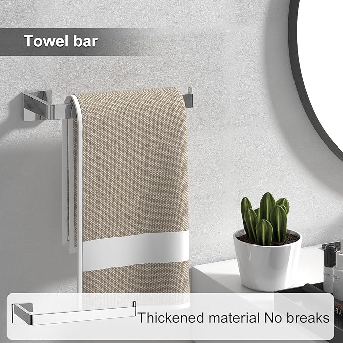 Toilet Paper Holder Collision Avoidance Towel Racks for Bathroom Thickened Material 304 Stainless Steel Towel Rack 10-Piece Towel Bar Polished Chrome Bathroom Hardware Set Will Not Rust