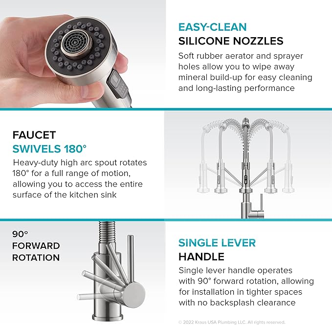 KRAUS Bolden Touchless Sensor Commercial Style 2-Function Single Handle Pull Down Kitchen Faucet in Spot-Free Brushed Brass, KSF-1610BB