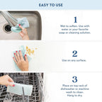 ELYN Swedish Dishcloths, Reusable & Washable Sponge Cloths, Absorbent Cleaning Paper Towels for Kitchen, Dishes, Counters and More, 10 Pack, Grey & Navy Pattern