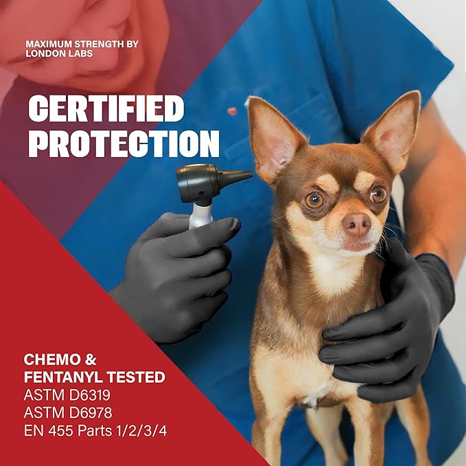 Synsafe 4 Mil - Black Nitrile Exam Gloves –Disposable Latex Free & Powder Free – Extra Strong, Rubber Gloves – First Aid Kit, Medical, EMT, Cleaning, Cooking | Pack of (200 ct)