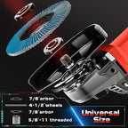 7.5Amp 4-1/2 Inch 12000 RPM Angle Grinder with 2 Guards, 3 Cutting Wheels, 3 Discs, Non-Slip Handle and Carbon Brush for Metal and Wood