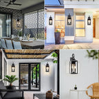 19" Black Outdoor Wall Lantern 2-Light, Large Outside Modern Porch Sconce Light Fixture, Industrial Porch Light Wall Mount with Glass, Waterproof Farmhouse Exterior Lamp Lighting （1 Pack）