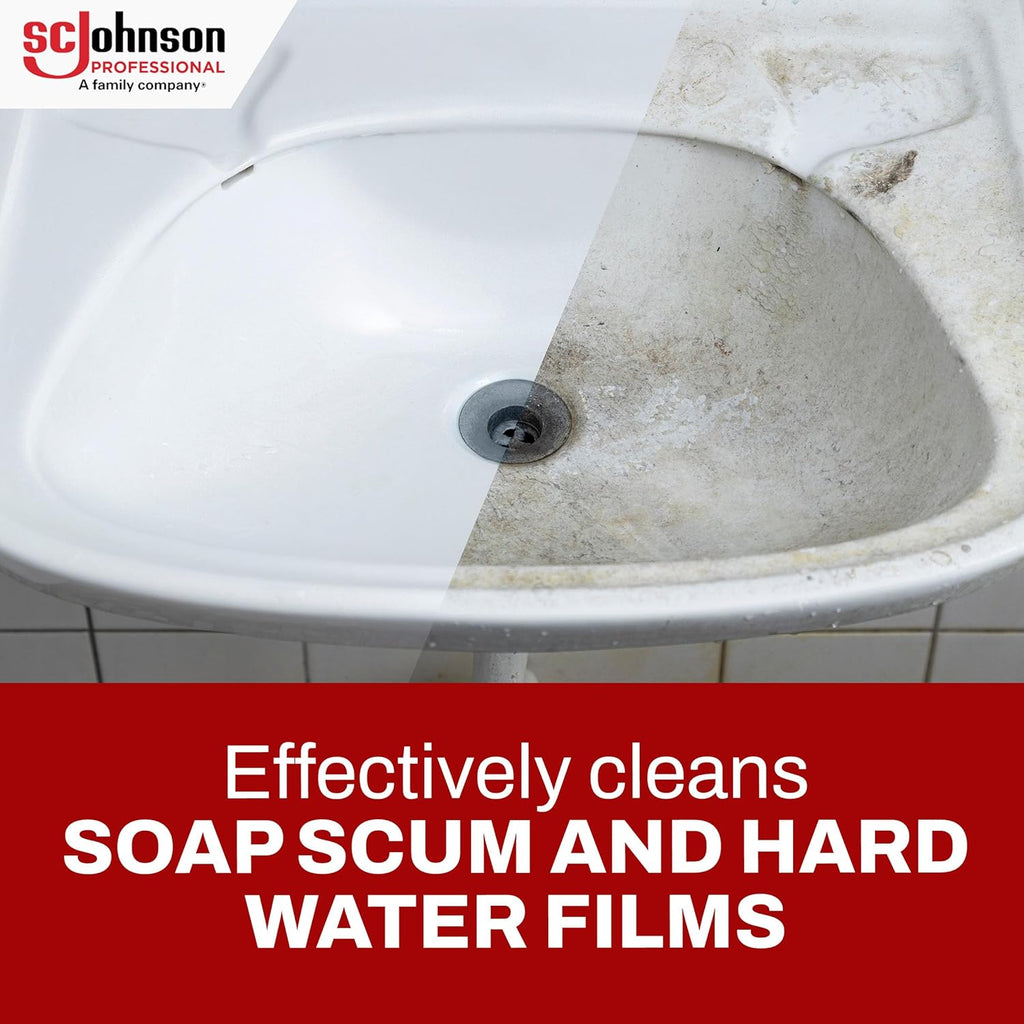 SC Johnson Professional Non-Acid Bowl and Bathroom Cleaner, Disinfectant Cleaner, Soap Scum Remover, 32 fl. oz., 12 Count, for Professional Use Only