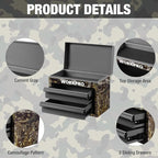 WORKPRO Metal Mini Tool Box, Top Tool Chest containing Two Drawers with Ball Bearing Slides, PVC Drawer Liners and PP Feet Pads, Durable Cold Rolled Steel Small Toolbox for Multi-Purpose Storage