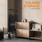 2 Step Ladder, Protable Steel Folding Stool with Wide Anti-Slip Pedal, 500lbs Sturdy Steel Ladder, Black