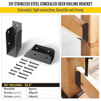 201 Stainless Steel 2" x 4" (1 ½" x 3 ½" Actual) Deck Railing 32.5°Stair Connectors, for Deck Railing Stair Handrail Connection Installation Deck Railing Bracket (8 Pair-Black)