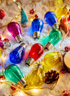 Minetom S14 LED Christmas Replacement Light Bulbs, UL Listed, 1 Watt E26 Medium Base Plastic Shatterproof LED Edison Bulbs, Easily Screw in Strings Spools Strands, Multicolor, 50 Pack