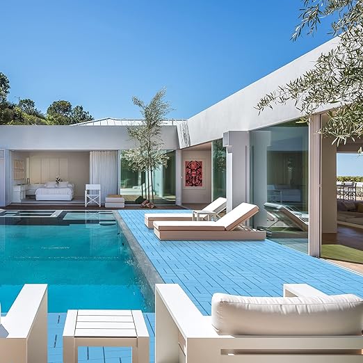 Goovilla Plastic Interlocking Deck Tiles, 27 Pack Outdoor Patio Flooring, 12"x12" Interlocking Decking Tile Outdoor All Weather Use, Waterproof Patio Pavers for Pool Balcony Backyard Porch, Blue