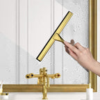 HIWARE All-Purpose Shower Squeegee for Shower Doors, Bathroom, Window and Car Glass - Brass, Stainless Steel, 12 Inches