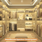 Unikito 25” Closet System, Freestanding Closets Organizer Wardrobe with Hanging Rods and Shelves, Adjustable Clothes Garment Racks, Sturdy Walk in Closet Tower, 25"W x 16"D x 80"H, White Oak