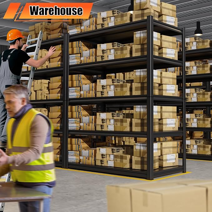 72 ”H Garage Shelving Heavy Duty, Garage Storage Shelves 2500LBS Industrial Shelving Unit, Adjustable Metal Shelving, Steel Garag Organizer, Rack Shelf for Basement, 72 ”H×36”W×16”D