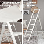 HillhutApex 4 Step Foldable Aluminum Step Ladder with Handgrip, Anti-Slip Pedal, 330 lbs Capacity, Lightweight & Portable for Home, Kitchen, Office, Garage (White)