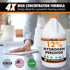 Chromex Hydrogen Peroxide 12 Percent Food Grade, 4x Power Concentrated Solution, 4 Gallons Dilute to 16 Gallons, Versatile Uses include Topical Care, Home, Kitchen, Bath Cleaner, Laundry, Whitening