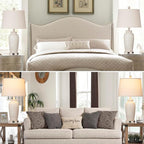 24.3" Farmhouse Jar Table Lamps Set of 2, 3 Way Touch Control Rustic Bedside Lamps with USB A+C Ports & AC Outlet, Pot Nightstand Lamps for Bedroom Living Room (LED Bulbs Included)